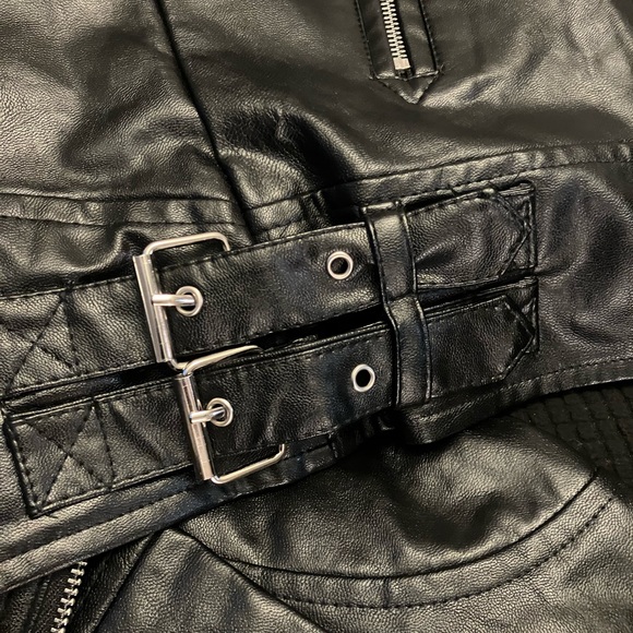 AOWOFS Vegan Leather Black Biker Punk Jacket NOWT - Picture 7 of 9